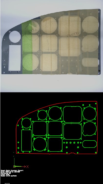 A photographed part being converted into a clean DXF outline