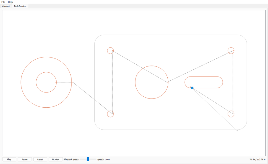 Path Preview tab showing the cut path