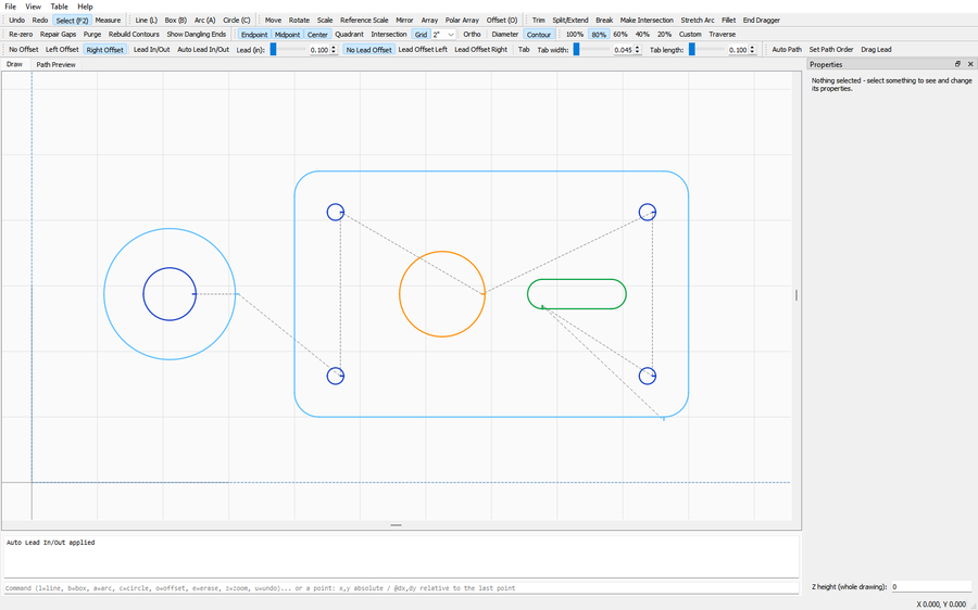 Sample part with lines colored by cutting speed